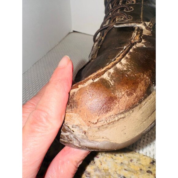 Carhartt CMX4023 Leather Work Boots Brown 13 Moc Soft Toe Lug Bottom Waterproof - Picture 8 of 13